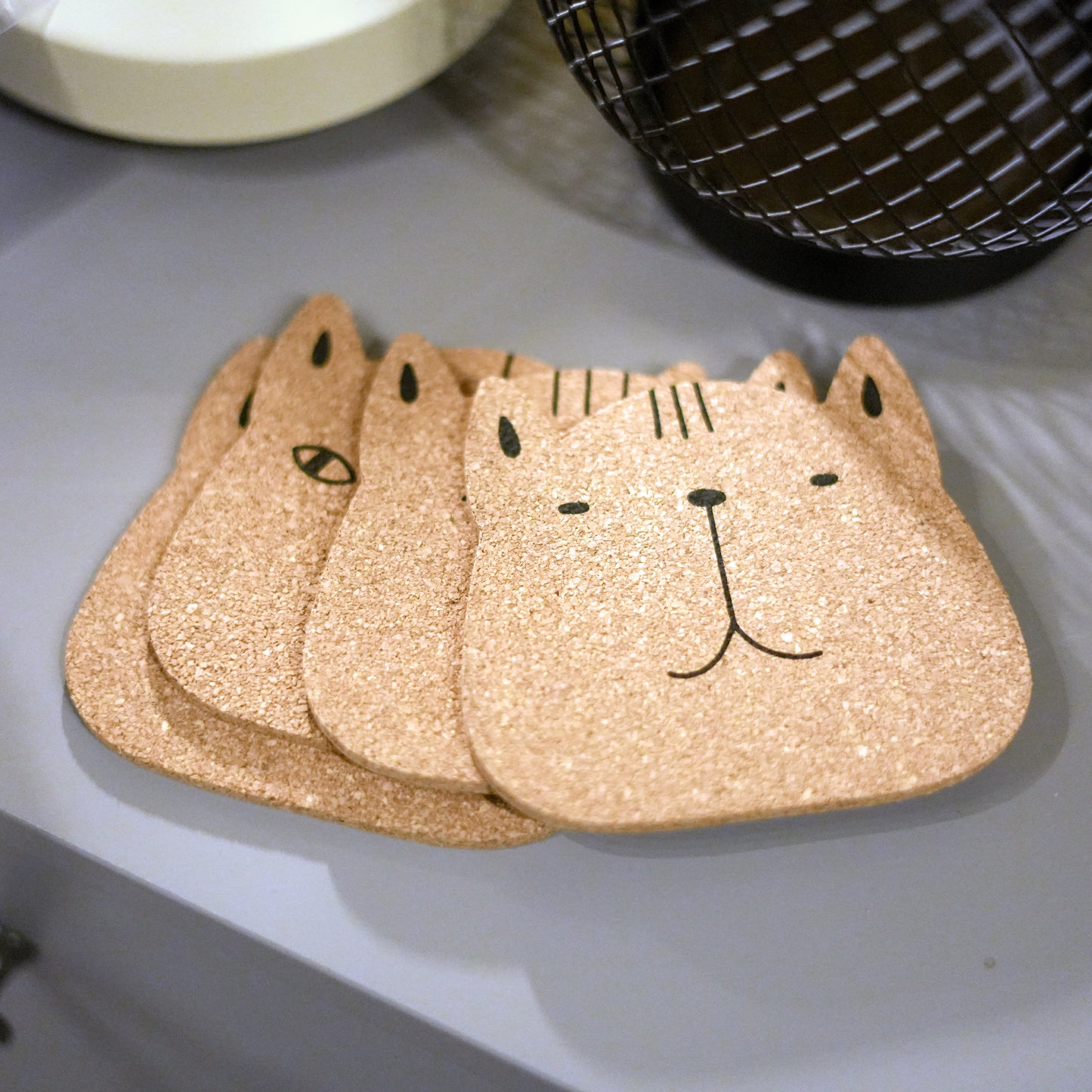 Meaow Cute cats - Cork coasters, round, set of 6